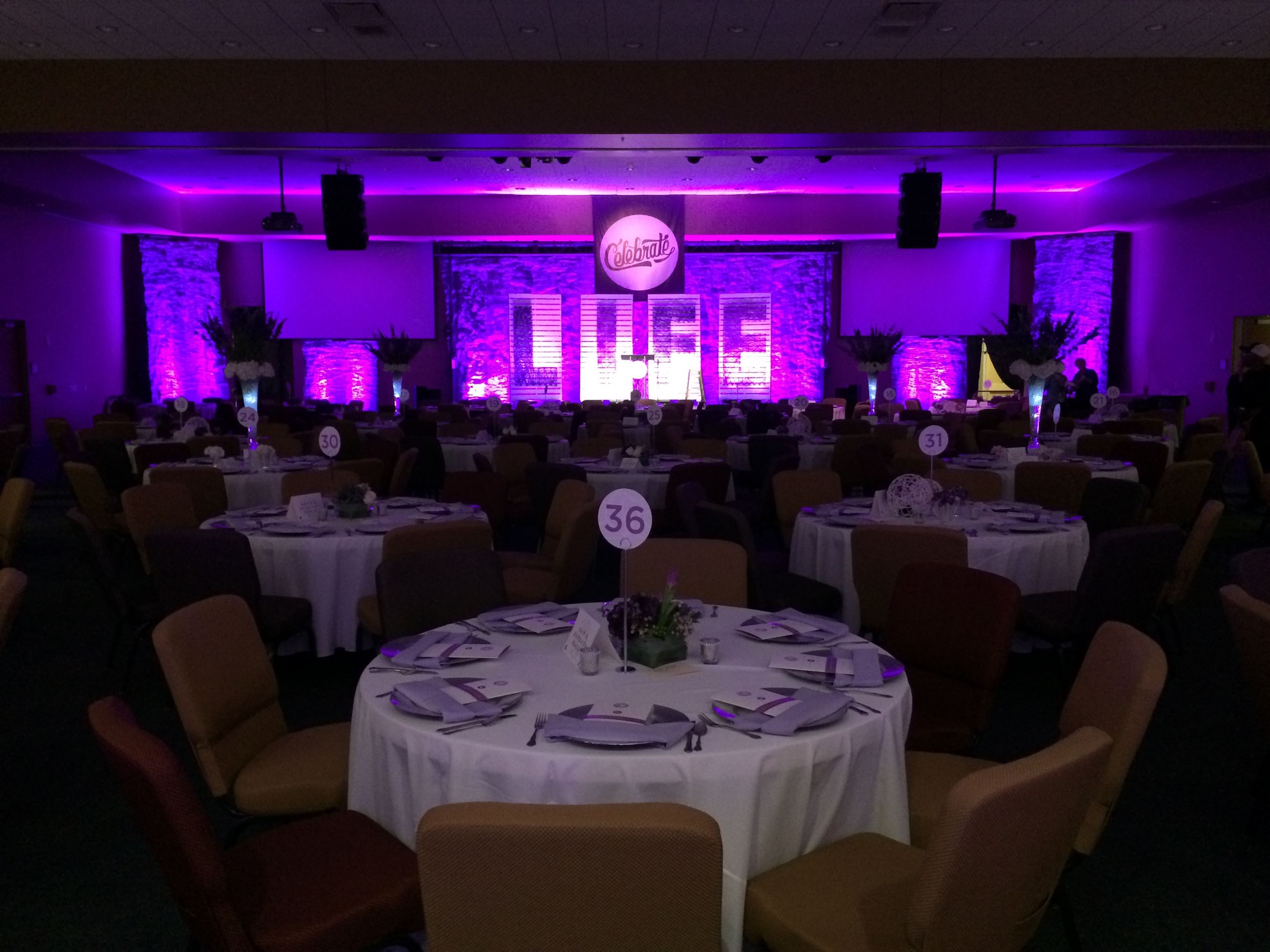 Banquet with table and light set-up